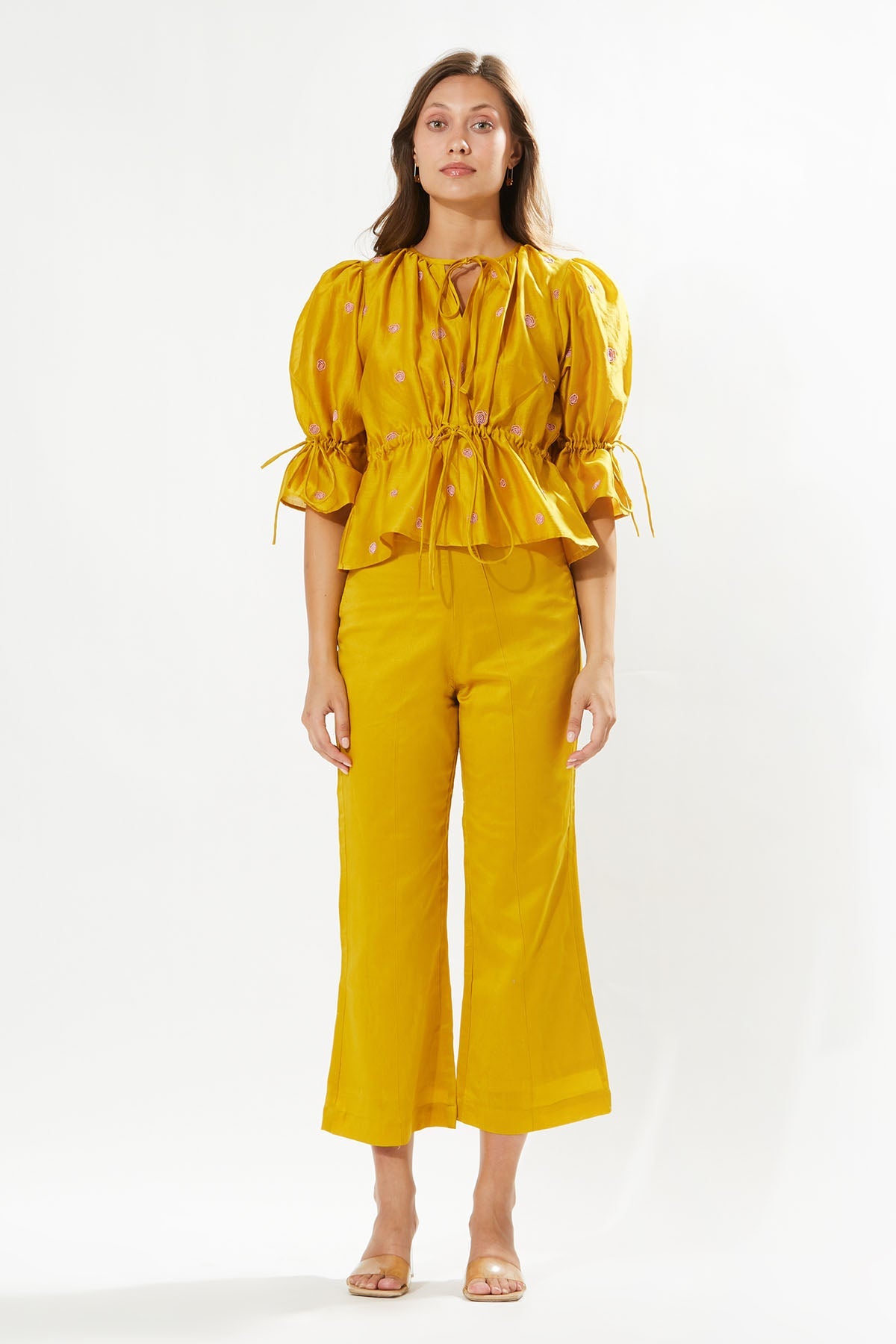 Buy Designer Meadow Yellow Embellished Co-ord Set for Women at ScrollnShops